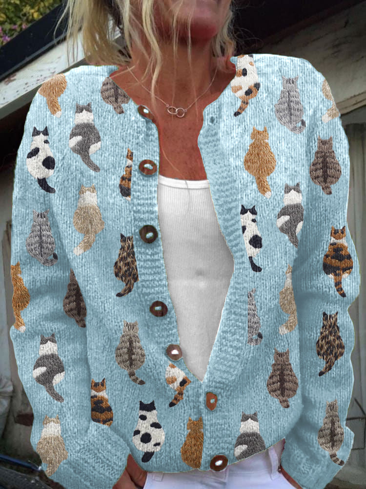 Adelise | Cardigan douillet à motif de chats