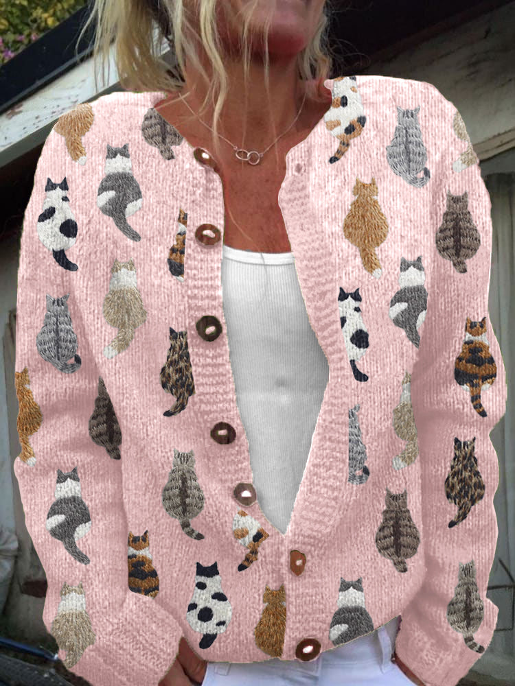 Adelise | Cardigan douillet à motif de chats
