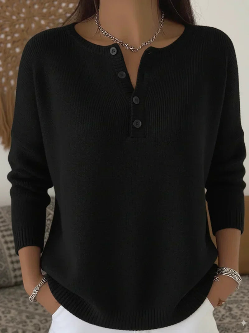 Helena | Pull en Maille à Boutons Henley