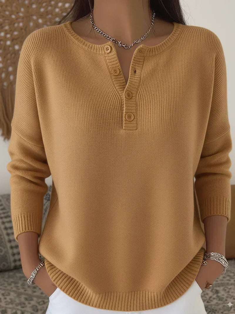 Helena | Pull en Maille à Boutons Henley