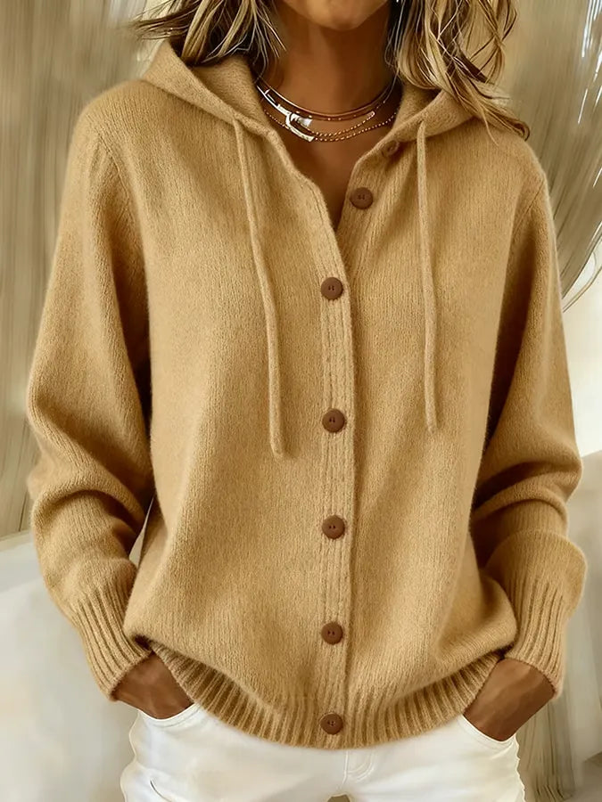 Begoña | Gilet en Maille à Capuche et Boutons