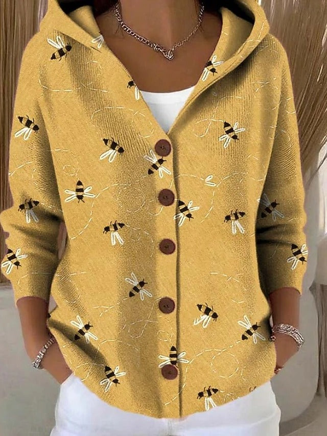 Paloma | Gilet en Maille Imprimé à Capuche