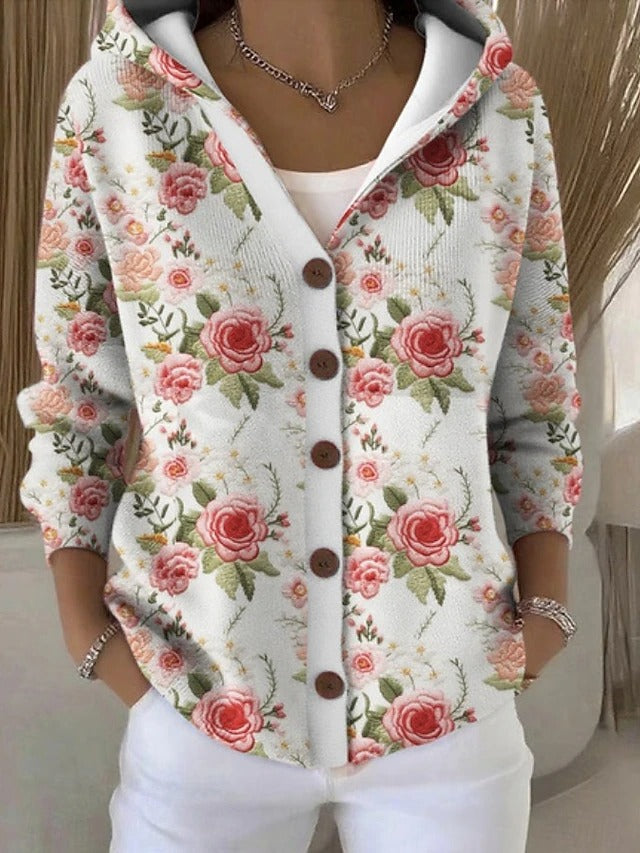 Paloma | Gilet en Maille Imprimé à Capuche
