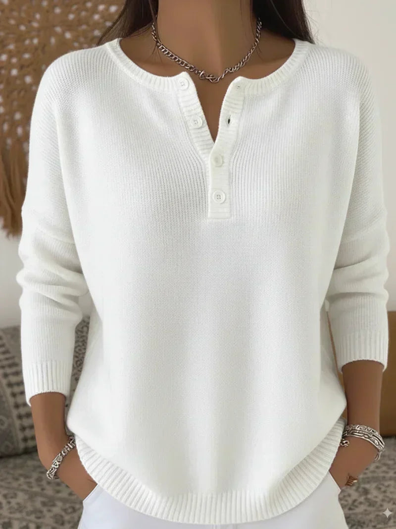 Helena | Pull en Maille à Boutons Henley