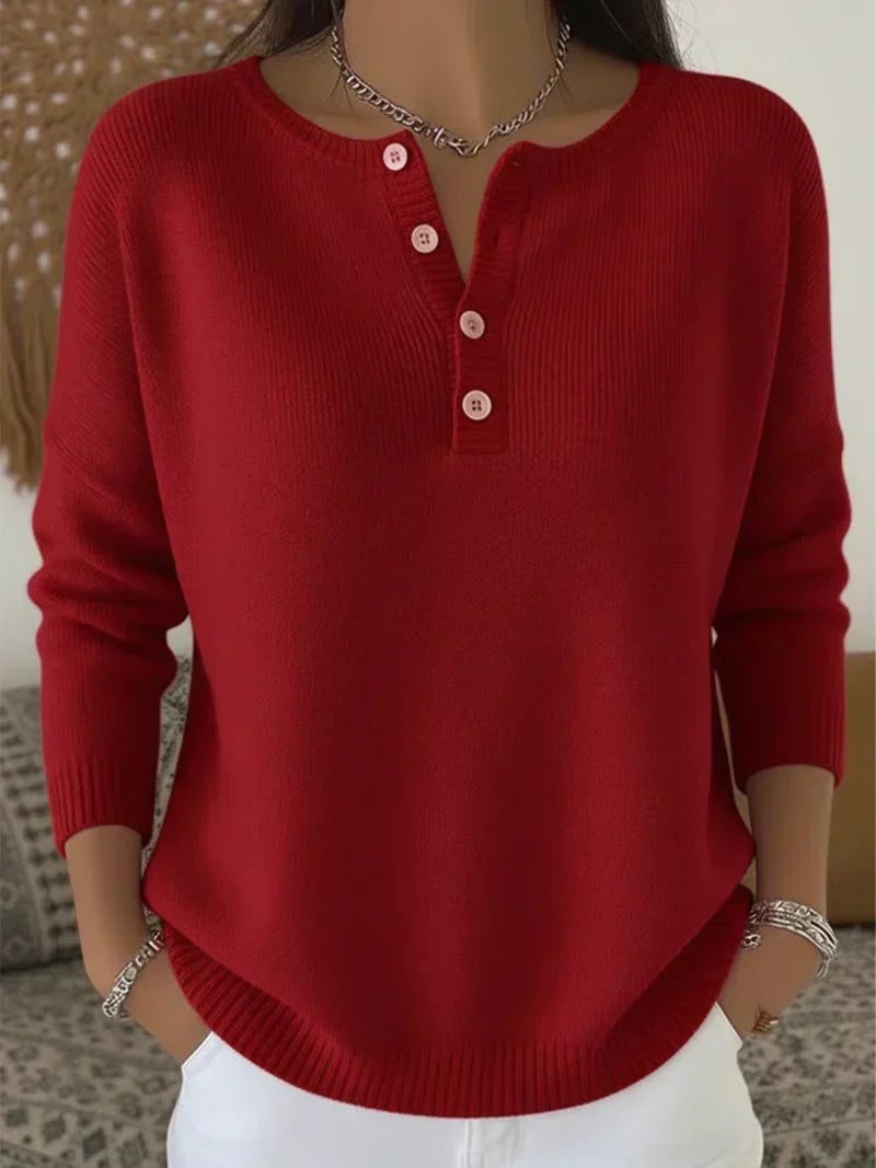Helena | Pull en Maille à Boutons Henley