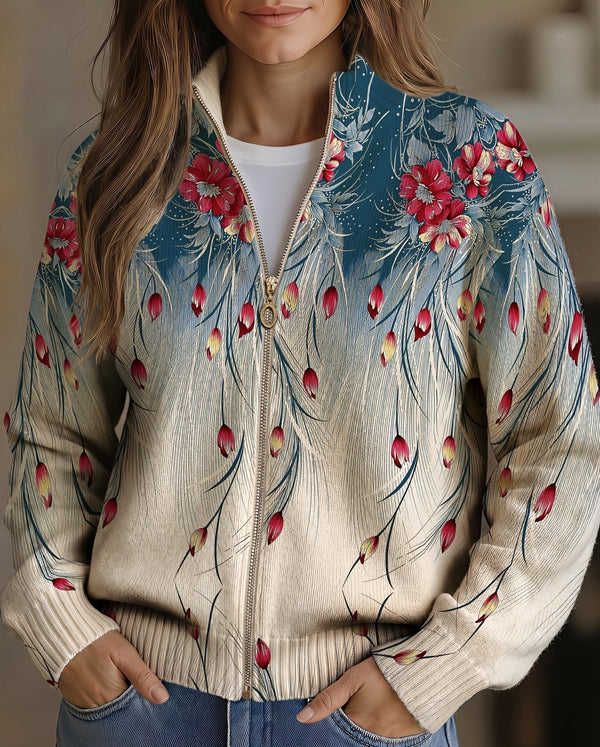 Beline | Imprimé floral dégradé à motif de plumes de paon
